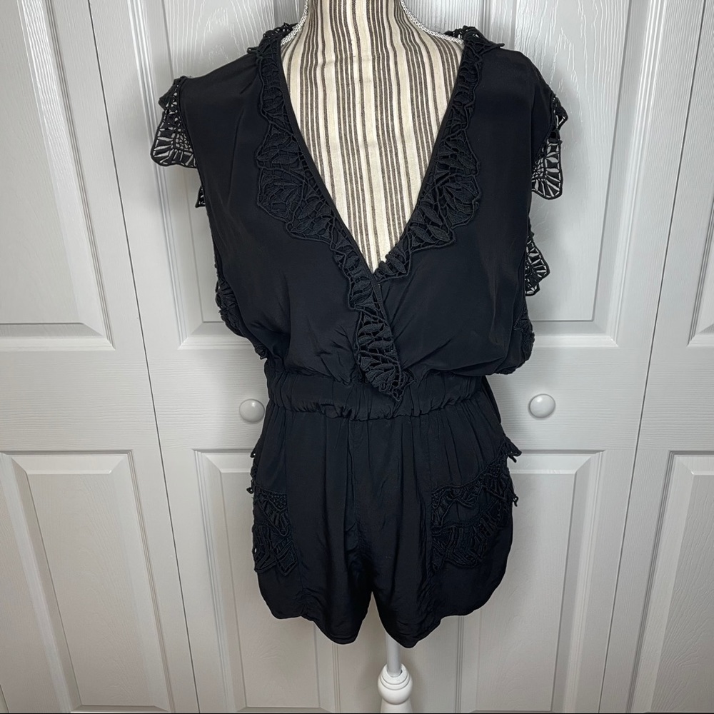 IRO Cello black lace trim romper